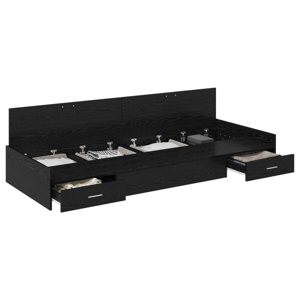 vidaXL R&aacute;m postele s čelo Čern&yacute; dub 90 x 200 cm kompozitn&iacute; dřevo