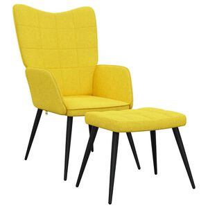 vidaXL Relaxačn&iacute; židle se stoličkou hořčicov&aacute; textil