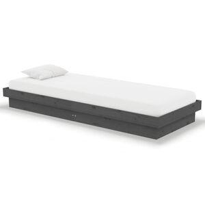 vidaXL R&aacute;m postele &scaron;ed&yacute; masivn&iacute; dřevo 75 x 190 cm Small Single