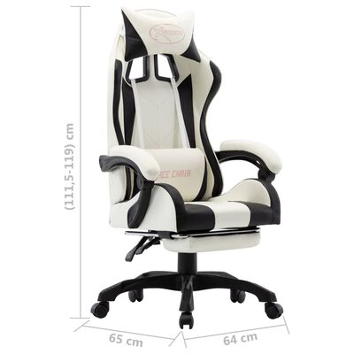vidaXL Herní židle s podnožkou černobílá umělá kůže