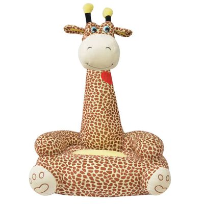 vidaXL Plyšové dětské křeslo žirafa hnědé