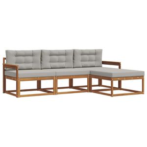 vidaXL Venkovn&iacute; pohovkov&aacute; souprava 4 pcs Př&iacute;rodn&iacute; a světle &scaron;ed&aacute;