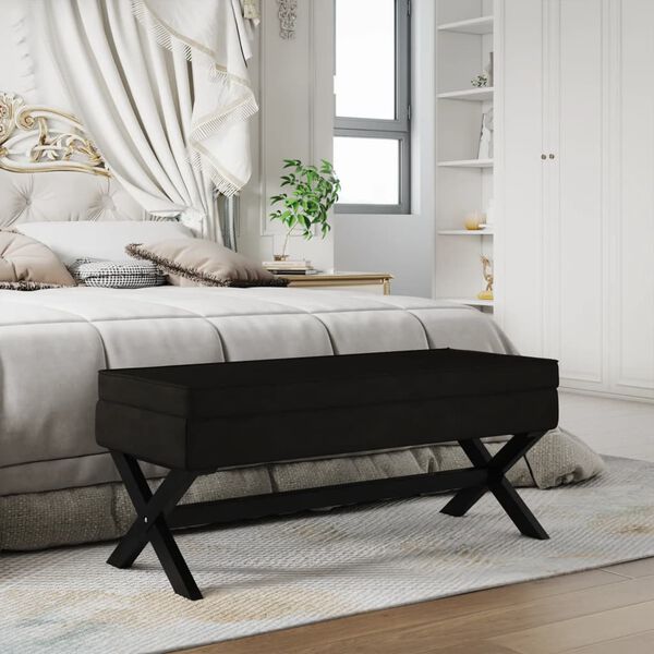 vidaXL Stolička s &uacute;ložn&yacute;m prostorem čern&aacute; 110x45x49 cm samet