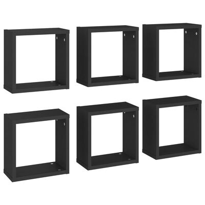 vidaXL Nástěnné police kostky 6 ks černé 30 x 15 x 30 cm