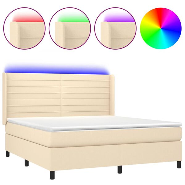 vidaXL Box spring postel s matrac&iacute; a LED kr&eacute;mov&aacute; 160x200 cm textil