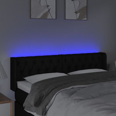 vidaXL Čelo postele s LED černé 147 x 16 x 78/88 cm textil