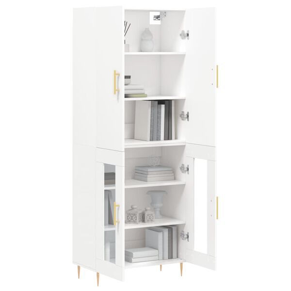vidaXL Skř&iacute;ň highboard b&iacute;l&aacute; 69,5 x 34 x 180 cm kompozitn&iacute; dřevo