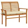 vidaXL Zahradn&iacute; lavice s kr&eacute;mově b&iacute;lou podu&scaron;kou 112 cm masivn&iacute; teak
