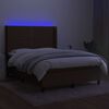 vidaXL Box spring postel s matrac&iacute; a LED tmavě hněd&aacute; 140x200 cm textil