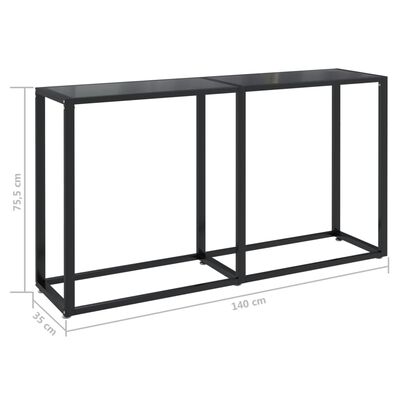 vidaXL Konzolový stolek černý 140 x 35 x 75,5 cm tvrzené sklo