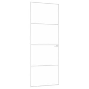 vidaXL Interi&eacute;rov&eacute; dveře b&iacute;l&eacute; 76x201,5 cm tvrzen&eacute; sklo a hlin&iacute;k &uacute;zk&eacute;