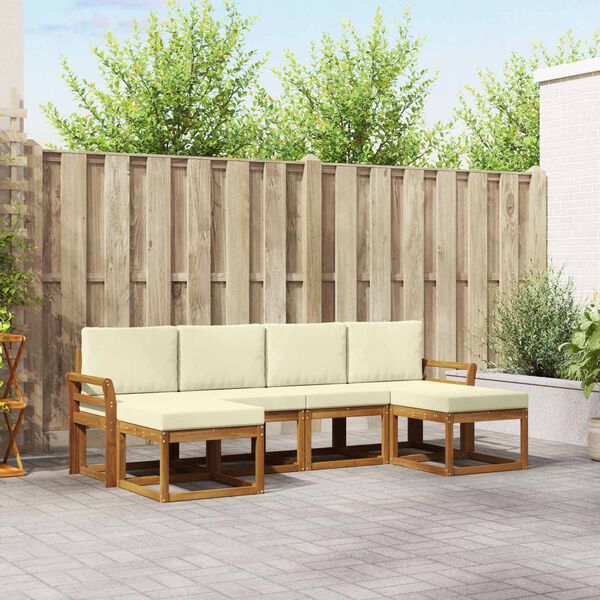 vidaXL Venkovn&iacute; pohovkov&aacute; souprava 6 pcs Přirozen&aacute; a Kr&eacute;mov&aacute;