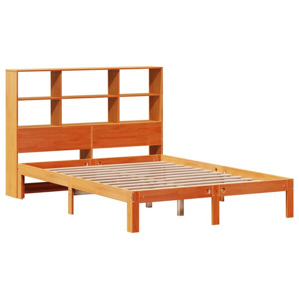 vidaXL Postel s knihovnou bez matrace 140 x 190 cm masivn&iacute; borovice