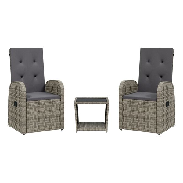 vidaXL 2dílný zahradní jídelní set s poduškami šedý polyratan