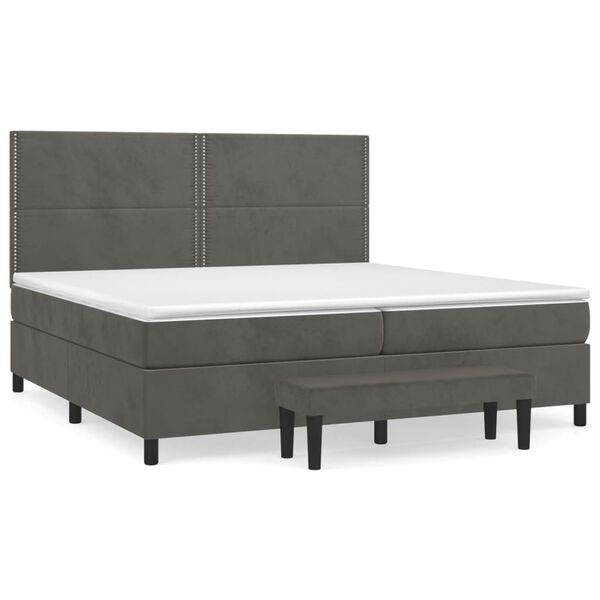 vidaXL Box spring postel s matrac&iacute; tmavě &scaron;ed&aacute; 200x200 cm samet