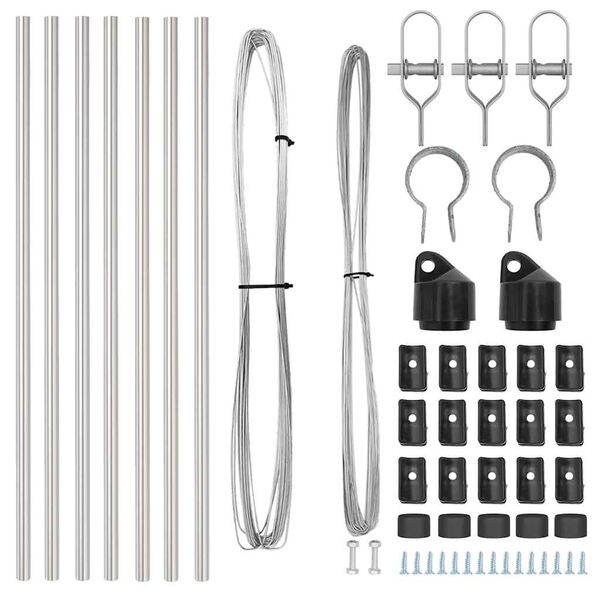 vidaXL Plotov&yacute; sloupek. 7 pcs Stř&iacute;brn&aacute; Ocel