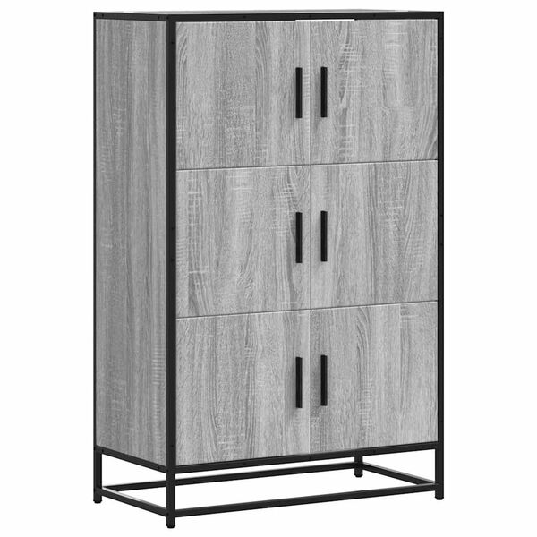 vidaXL Skř&iacute;ň highboard &scaron;ed&aacute; sonoma 68x35x106,5 cm kompozit a kov