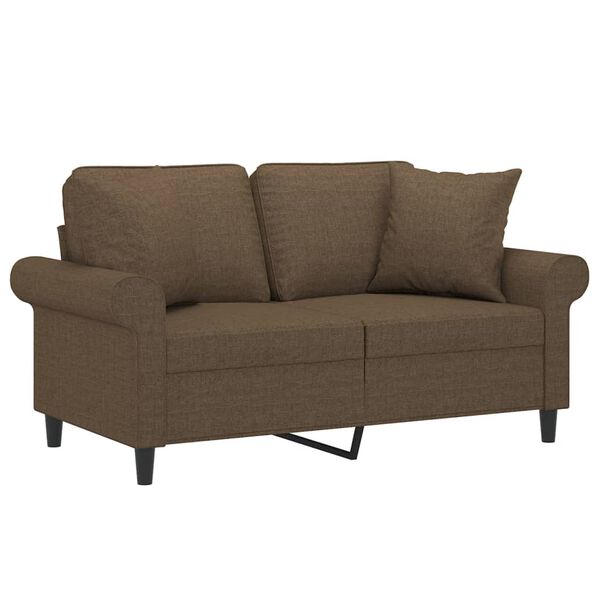 vidaXL 2m&iacute;stn&aacute; pohovka s pol&scaron;t&aacute;ři a podu&scaron;kami hněd&aacute; 120 cm textil