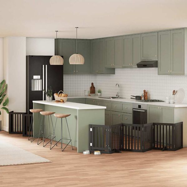 vidaXL Z&aacute;brana pro psy s dv&iacute;řky skl&aacute;dac&iacute; 12 panelů čern&aacute; 600 cm topol