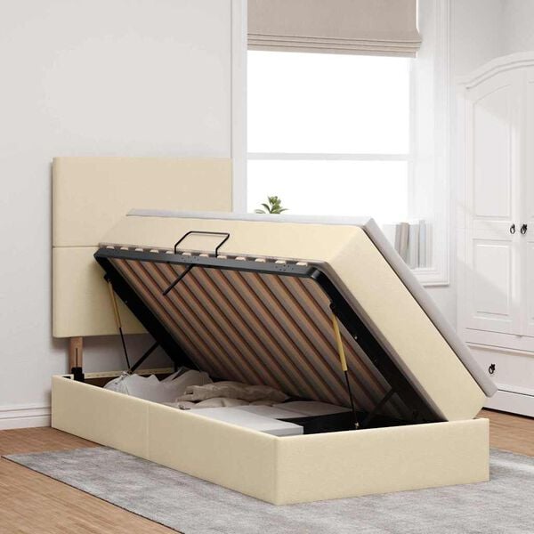 vidaXL Postel s &uacute;ložn&yacute;m prostorem a matrac&iacute; s čelo Kr&eacute;mov&aacute; 90 x 190 cm