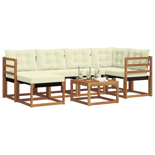 vidaXL Venkovn&iacute; pohovkov&aacute; souprava 7 pcs Přirozen&aacute; a Kr&eacute;mov&aacute;