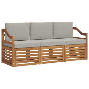 vidaXL Sedac&iacute; soupravy s pol&scaron;t&aacute;řem 3 pcs Př&iacute;rodn&iacute; a světle &scaron;ed&aacute;