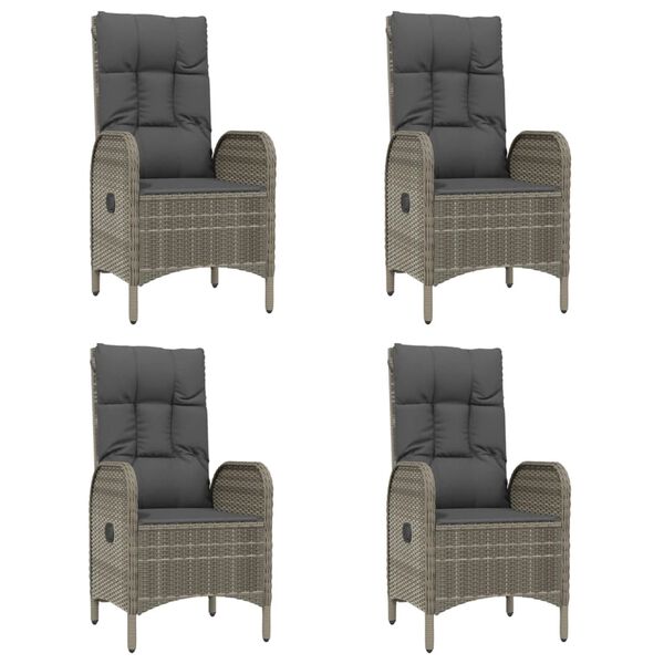 vidaXL 5d&iacute;ln&yacute; zahradn&iacute; j&iacute;deln&iacute; set s podu&scaron;kami čern&yacute; a &scaron;ed&yacute; polyratan