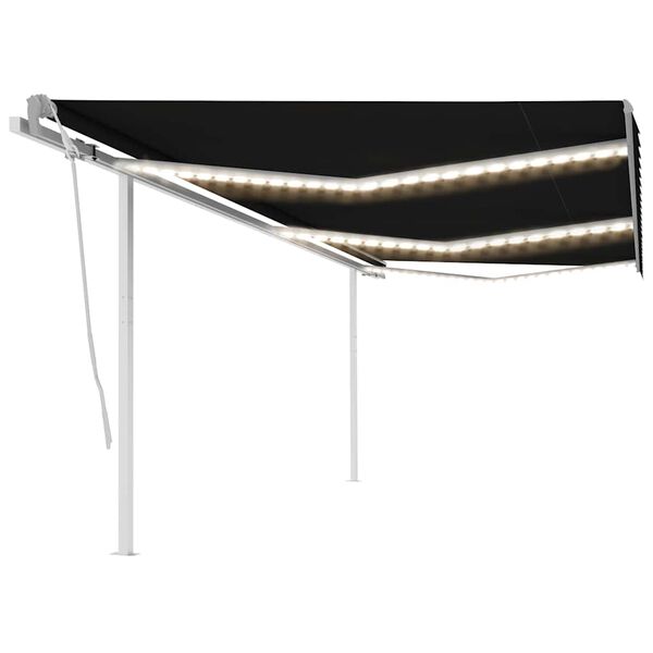 vidaXL Ručně zatahovac&iacute; mark&yacute;za s LED světlem 6 x 3 m antracitov&aacute;