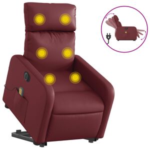 vidaXL Elektrick&eacute; zvedac&iacute; mas&aacute;žn&iacute; polohovac&iacute; křeslo v&iacute;nov&eacute; uměl&aacute; kůže