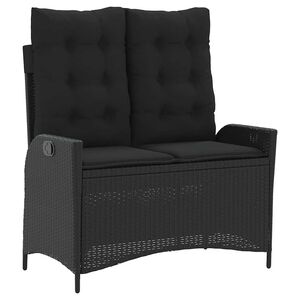 vidaXL Polohovac&iacute; zahradn&iacute; lavice s podu&scaron;kami čern&aacute; polyratan