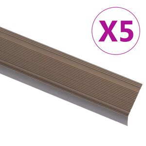 vidaXL Schodov&eacute; hrany ve tvaru L 5 ks hlin&iacute;k 90 cm hněd&eacute;