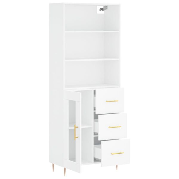 vidaXL Skř&iacute;ň highboard b&iacute;l&aacute; 69,5 x 34 x 180 cm kompozitn&iacute; dřevo