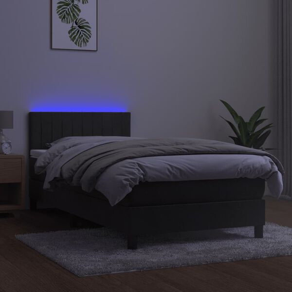 vidaXL Box spring postel s matrac&iacute; a LED tmavě &scaron;ed&aacute; 80 x 200 cm samet