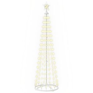 vidaXL LED kuželov&yacute; v&aacute;nočn&iacute; stromek 180 cm 250 LED Tepl&aacute; b&iacute;l&aacute; Ocel