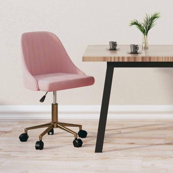 vidaXL Otočn&aacute; j&iacute;deln&iacute; židle růžov&aacute; samet