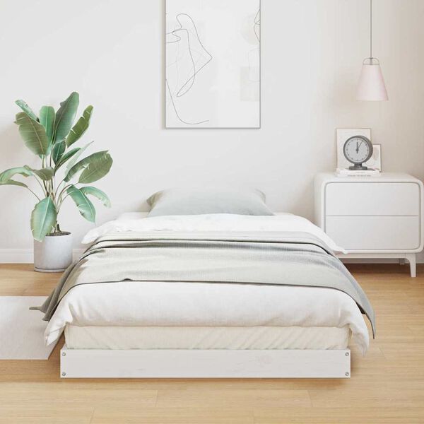 vidaXL Rám postele Bílá 213,5 x 104 x 9 cm Masivní borové dřevo