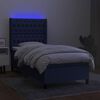 vidaXL Box spring postel s matrac&iacute; a LED modr&aacute; 90x190 cm textil