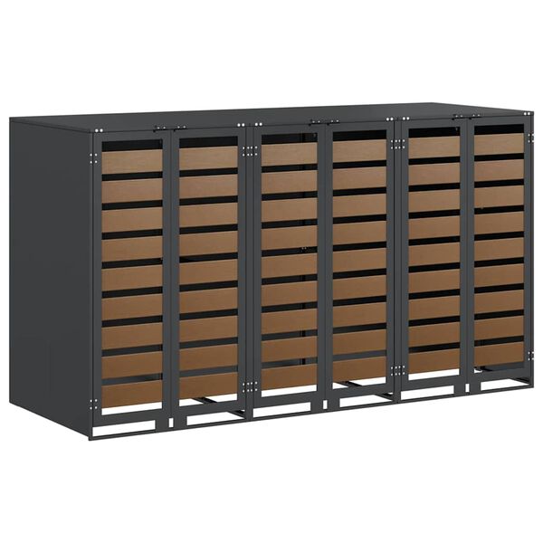 vidaXL Úložný box na 3 popelnice Antracit 340 x 77,5 x 115,5 cm Ocel