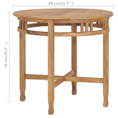 vidaXL Jídelní stůl Ø 80 cm masivní teakové dřevo