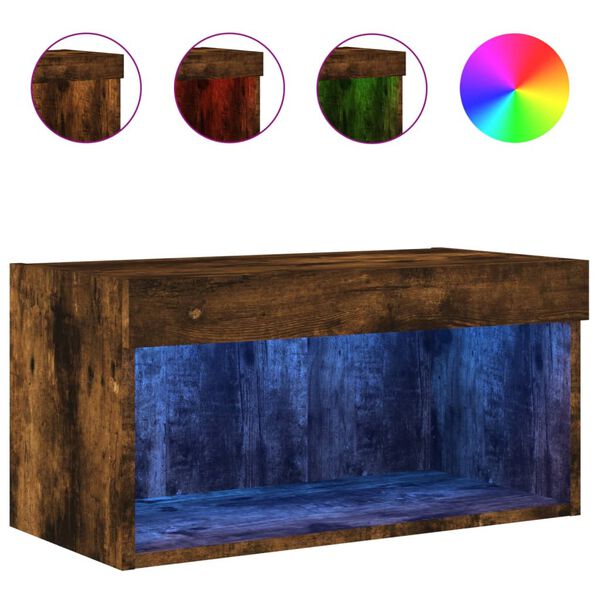 vidaXL TV skř&iacute;ňka s LED osvětlen&iacute;m kouřov&yacute; dub 60 x 30 x 30 cm