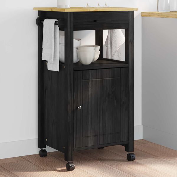 vidaXL Kuchyňsk&yacute; voz&iacute;k Jednobarevn&yacute; Čern&aacute;