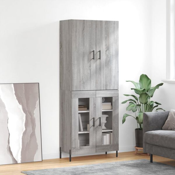 vidaXL Skř&iacute;ň highboard &scaron;ed&aacute; sonoma 69,5 x 34 x 180 cm kompozitn&iacute; dřevo