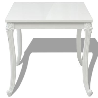 vidaXL Jídelní stůl 80x80x76 cm vysoký lesk bílý