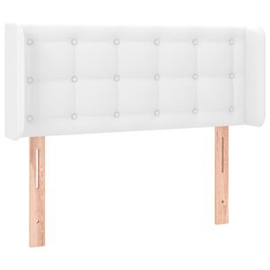 vidaXL Čelo postele typu u&scaron;&aacute;k b&iacute;l&aacute; 83 x 16 x 78/88 cm uměl&aacute; kůže