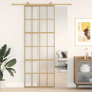 vidaXL Posuvn&eacute; dveře zlat&eacute; 76 x 205 cm ml&eacute;čn&eacute; ESG sklo a hlin&iacute;k
