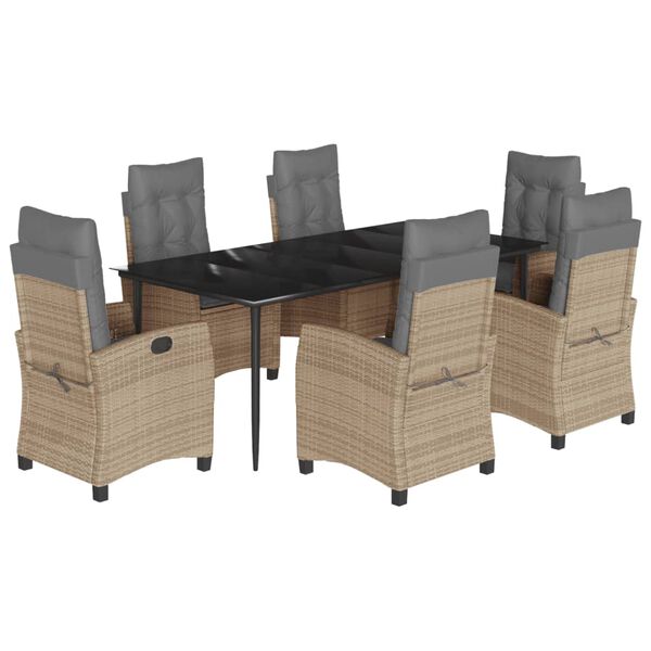 vidaXL 7d&iacute;ln&yacute; zahradn&iacute; j&iacute;deln&iacute; set s podu&scaron;kami mix b&eacute;žov&eacute; polyratan