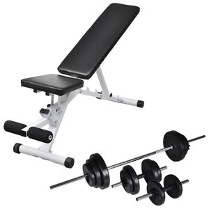 vidaXL Posilovac&iacute; lavice se sadou činek barbell a dumbbell 30,5 kg