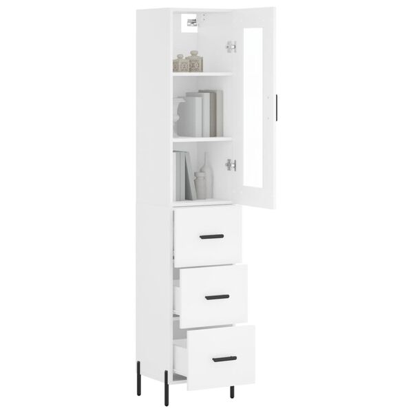 vidaXL Skř&iacute;ň highboard b&iacute;l&aacute; 34,5 x 34 x 180 cm kompozitn&iacute; dřevo