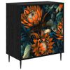 vidaXL Př&iacute;born&iacute;k LOCHEM Oranžov&yacute; potisk 66 x 36,5 x 76 cm Čern&yacute; dub