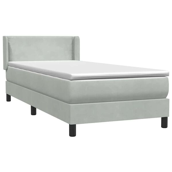 vidaXL Box spring postel s matrac&iacute; světle &scaron;ed&aacute; 80x220 cm samet